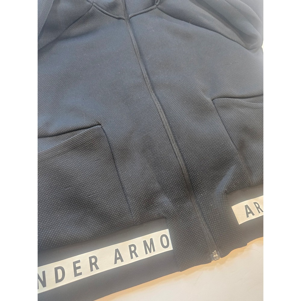 Under Armour Full Zip Hoodie Womens Medium Black Branded Hem Activewear - Picture 6 of 6